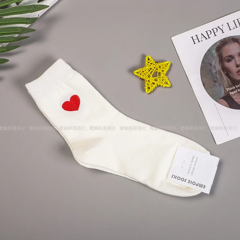 

Cartoon Woman Sock Heart Cotton Socks for Women Solid Color Style Ladies High Standard Sweet Female Trendy Spring Autumn Sokken