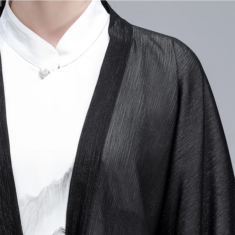 Женский Hanfu Taiji наборы одежды костюм Тан кунг-фу изысканный элегантный тай-чи из трех предметов одежды боевых искусств шаль чернильная живопись
