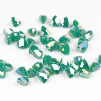 4 6 8mm triangle faceted green plated glass crystal beads loose beads handmade for jewelry making diy bracelet necklace