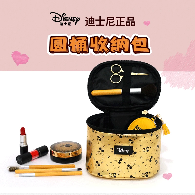 

Disney натуральная круглая бочка для девушек для хранения косметических принадлежностей, переносная сумка для хранения косметических принад...