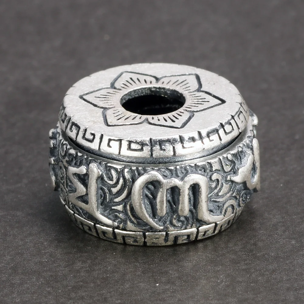 Подвеска в виде мантры лотоса из серебра 990 пробы с шестью словами вращающаяся