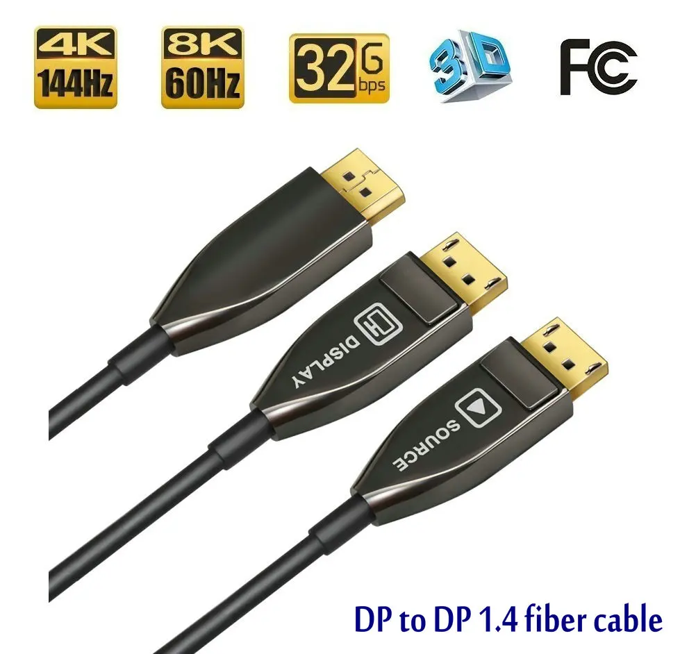 Кабель оптоволоконный DP-DP 15 м 32 Гбит/с высокоскоростной 8k @ 60 Гц 4K 140 порт дисплея 1 4