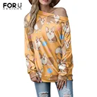 Футболка FOURDEIGNS женская с забавным принтом корги, пикантный модный Мягкий Топ с длинным рукавом и открытыми плечами, оверсайз