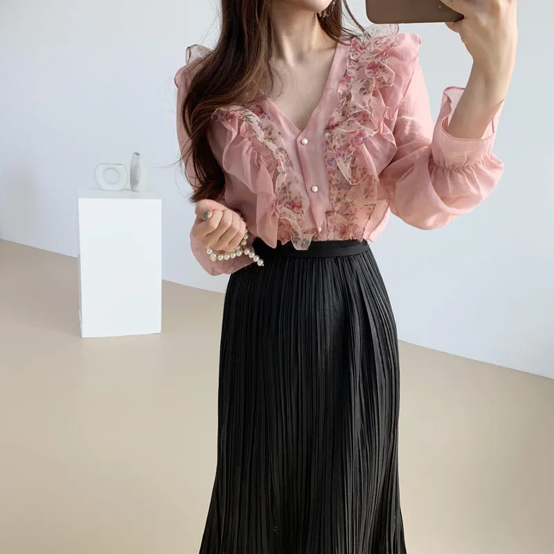Blusa xлопковое платье без рукавов из полиэстера с v-образным вырезом в Корейском