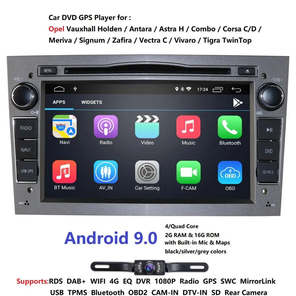 Ips DSP 4 ГБ Android 9,0 2 DIN Автомобильный gps для opel Vauxhall Astra H G J Vectra Antara Zafira Corsa Vivaro Meriva Veda dvd-плеер