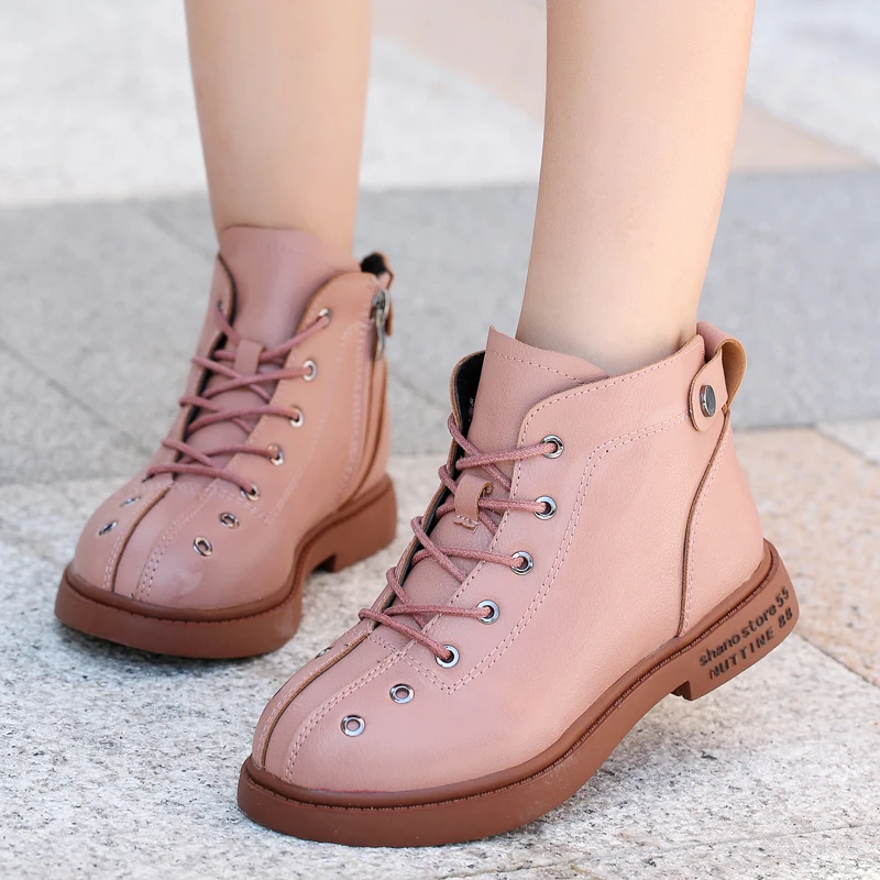 Детские ботильоны с круглым носком на шнуровке размеры 27 37|Сапоги| |