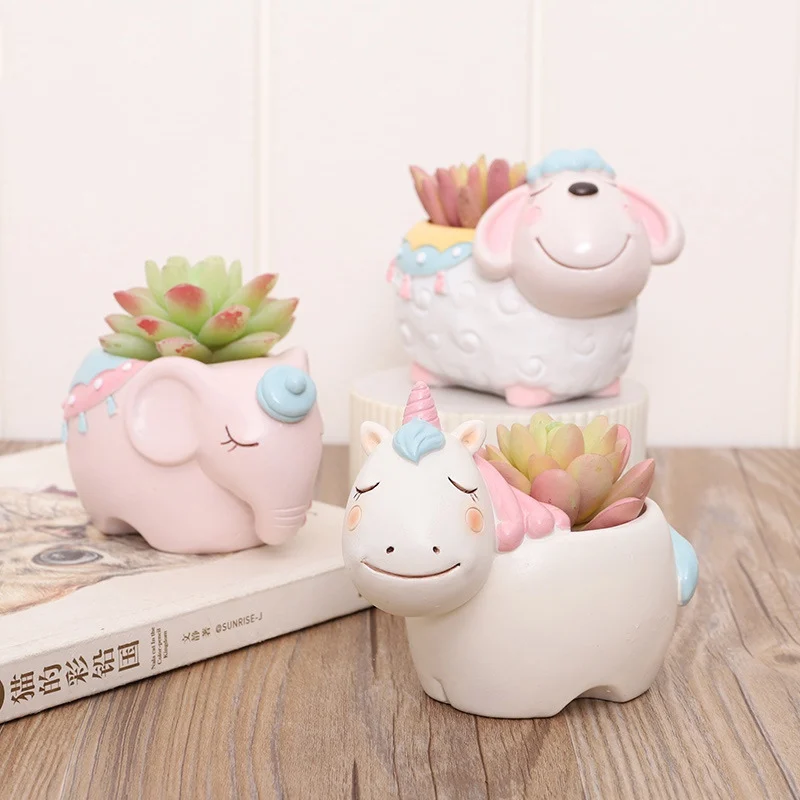 Мультяшные животные цветочный горшок плантатор для суккулентов Настольный Elephan