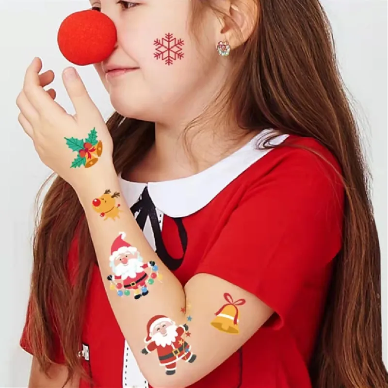 

25 sheets Christmas Tattoo Stickers Children Cartoon Holiday Party Environmental Protection Waterproof Face Stickers Elk santa