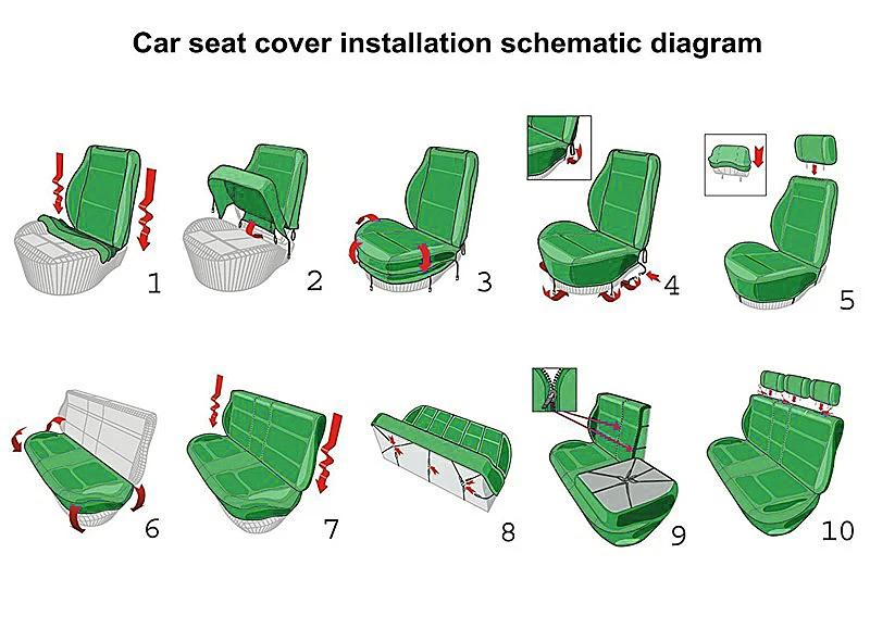 Wesheu Car Seat Covers Universal Auto Interior Accessories Gray Blue Red Car Seat Protector With 2mm Foam Covers