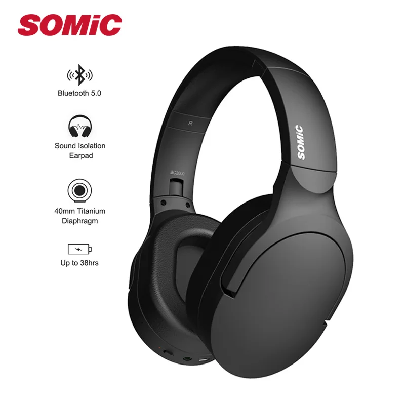 SOMIC SC2000BT Wireless Bluetooth Headphones HiFi Stereo Portable Music Headset For Mobile Xiaomi Phone Tablet Pad