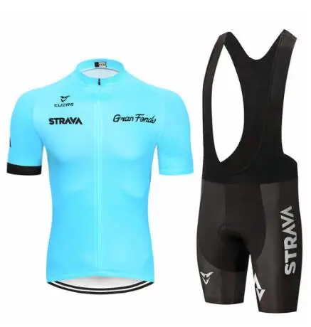 

STRAVA-Camiseta de ciclismo para hombre, conjunto de ropa de ciclismo con almohadilla de Gel 19D, 2021