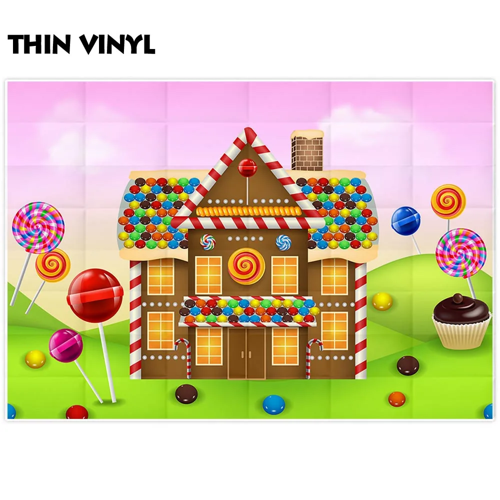 Allenjoy photographic background cartoon sweet Candy bar World princess Birthday Party photocall photozone photophone backdrop |