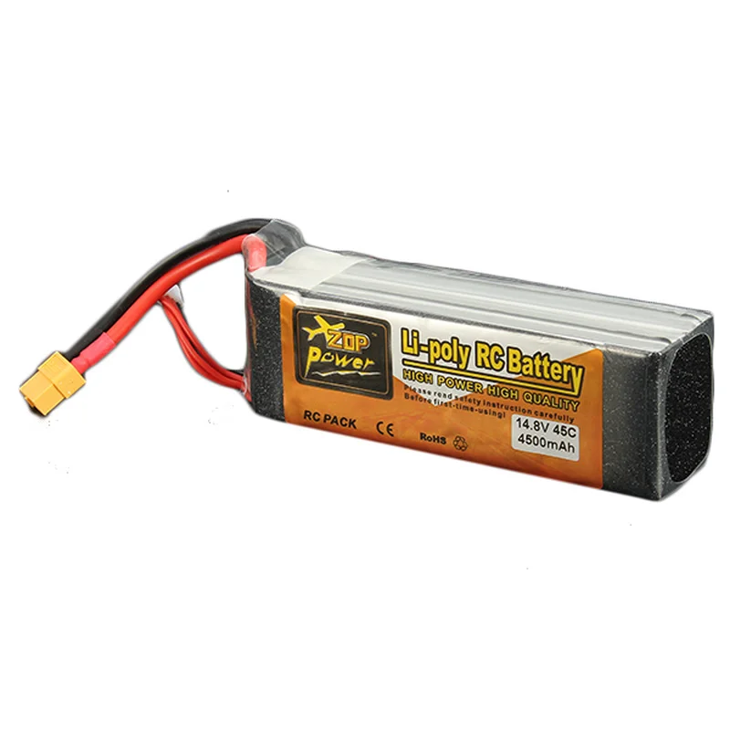 2 шт ZOP power 14,8 V 4500mAh 4S 45C Lipo батарея XT60 разъем для радиоуправляемого квадрокоптера самолета вертолета автомобиля