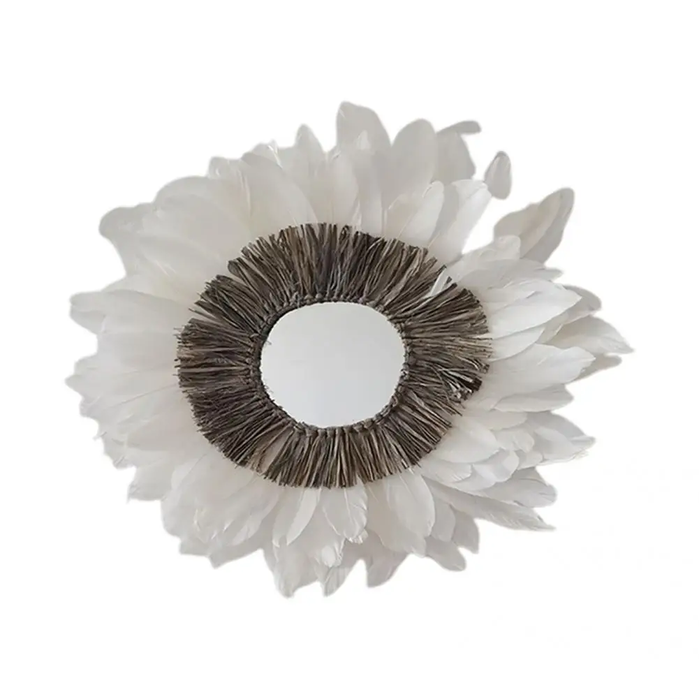 

Lightweight Fashion Wall Hanging Feather Mirrors Versatile Hanging Mirror Anti-drop for Living Room