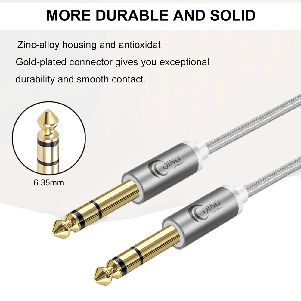 635mm zu 635mm stereo kabel nylon geflecht 14 zoll männlichen trs lautsprecher amp kabel jack für e gitarre verstärker bass tastatur