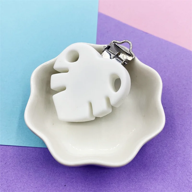 3 шт. Клипы для сосок Baby Leaves из силикона перлевого цвета для изготовления пустышечной цепочки держателя соски и успокаивающего средства.