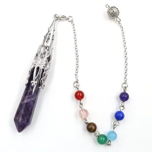 Цепочка для мужчин, женщин, мужчин, натуральный исцеляющий драгоценный камень, подвеска в виде пирамиды рейки, шестиугольная, маятниковая, чакра, Исцеляющие кристаллы, амулет