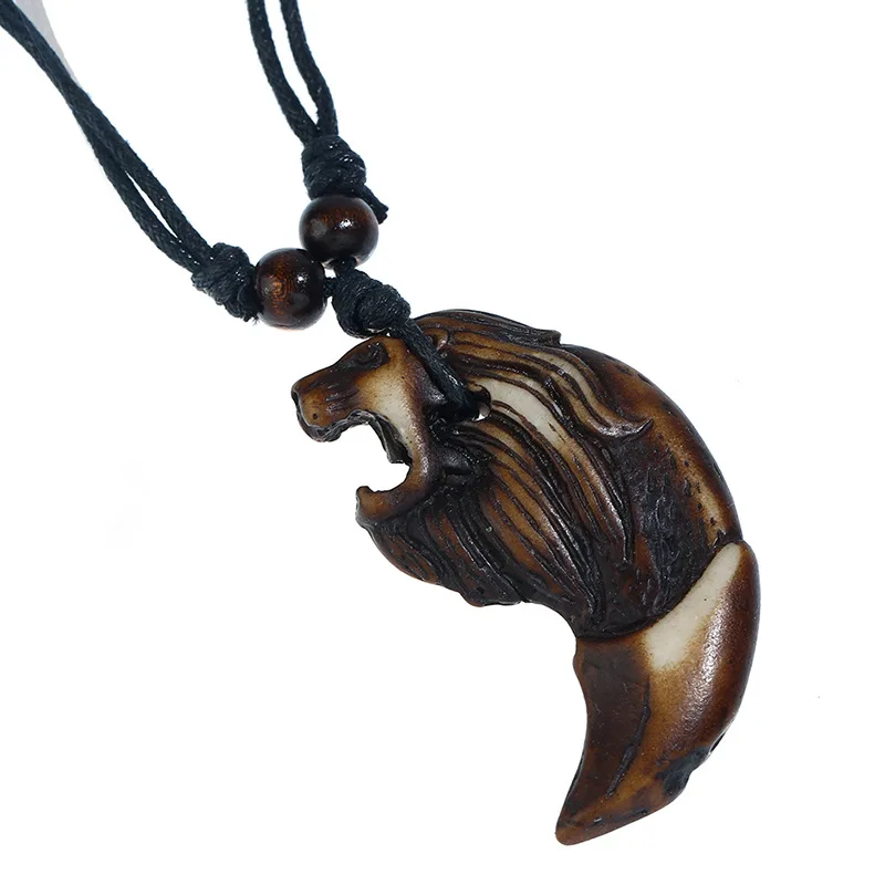 

Punk Resin Lion Head Necklace New Men's Jewelry Ethnic Tribal Style Fashion Banquet Gift Boy