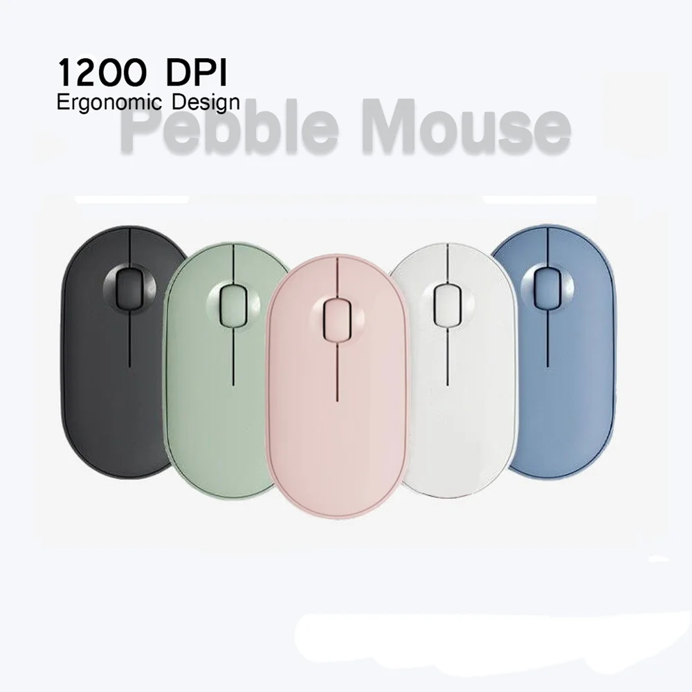 

1200 DPI 2.4Ghz USB Wireless Mouse Ergonomic Pebble Mause Mute Ultra-light Slim Mice for PC Laptop Desktop Notebook
