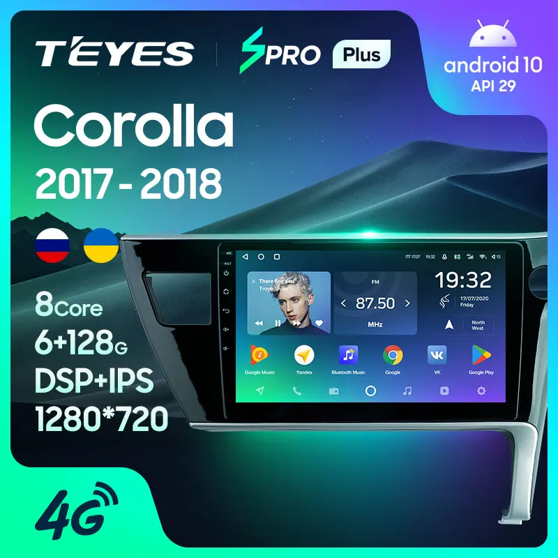TEYES SPRO Plus Штатная магнитола For Тойота Королла Toyota Corolla 11 2017 2018 Right hand driver Android 10 до 8