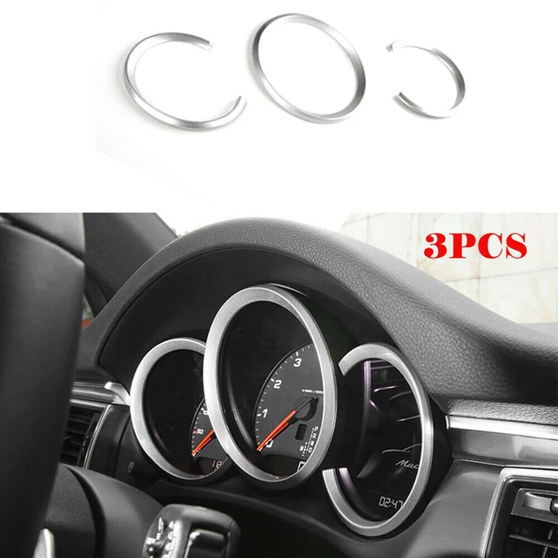

Silver Interior Front Dashboard Edge Instrument Panel Trim Cover 3Pcs for-Porsche 718 Boxster Cayman 2013-2018