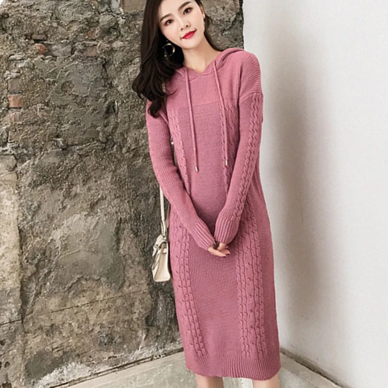 Осеннее модное платье свитер корейские женские свитера платья женское вязаное с