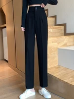 grey black suit pants womens spring and autumn 2021 new high waist slim straight slim pencil pants