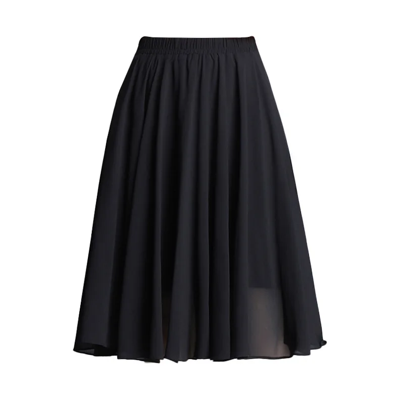 

2021Summer New Korean Elastic High Waist Slim Chiffon Skirt Simple Western Style All-match Women A-line Long Skirt Free Shipping