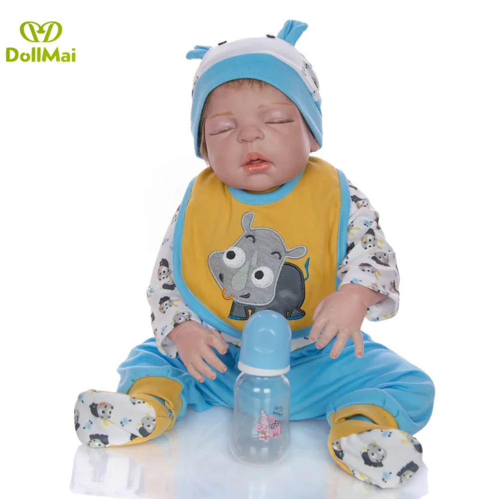 23 дюймов Boneca bebes кукла новорождённого полного тела силиконовые виниловые куклы Reborn Младенцы 57 см реалистичные куклы для новорожденных Игрушки для детей подарок