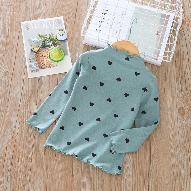 

Casual Children Clothes For Girls T-shirt Color Solid Kids Tops Spring Long Sleeve Girls t shirt Cotton O-neck Flower Lace