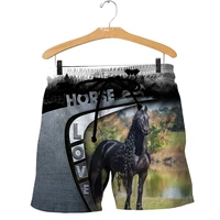 jumeast 3d horse men shorts static animal beach 3d print elastic cord shorts casual hip hop mens short summer male