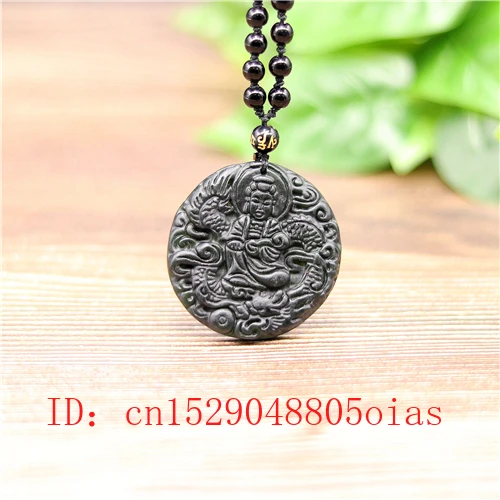 Natural Black Green Jade Dragon Guanyin Pendant Beads Necklace Charm Jewelry Obsidian Accessories Carved Amulet Gifts for Men | Украшения и