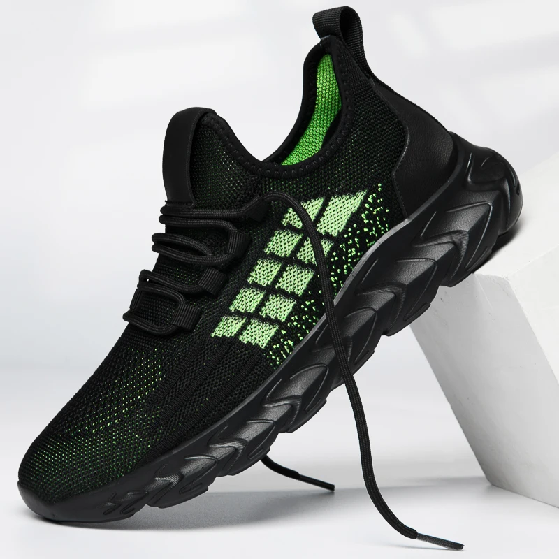 

Дышащая Спортивная обувь для мужчин, кроссовки для бега, модная повседневная легкая прогулочная обувь, черные