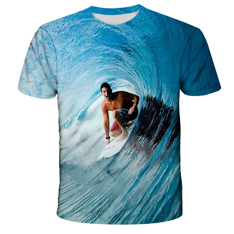 

2021the fun new fashionable clothes of children surfing 3d printing boys and girls Summit short sleeve cute casual shirt