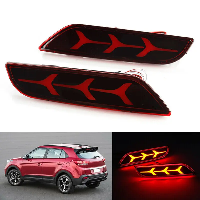 2 шт. Красный Светодиодный отражатель бампера задние тормозные лампы для Hyundai IX25
