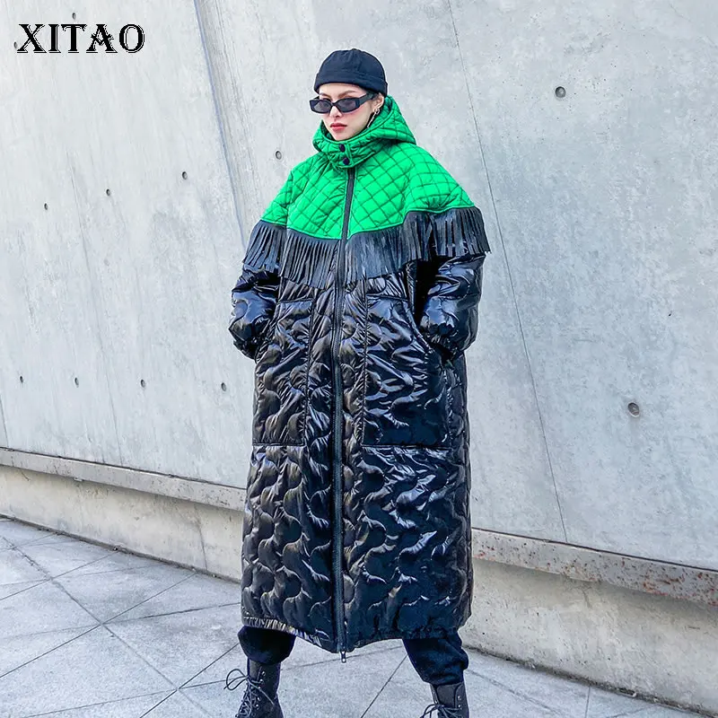 XITAO уличная одежда клетчатое стеганое зимнее пальто для женщин контрастный цвет