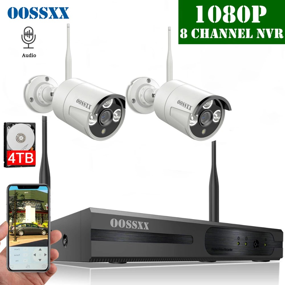 Беспроводная камера видеонаблюдения 8 каналов 1080P NVR 2 шт. (2 0 м)|Система наблюдения|