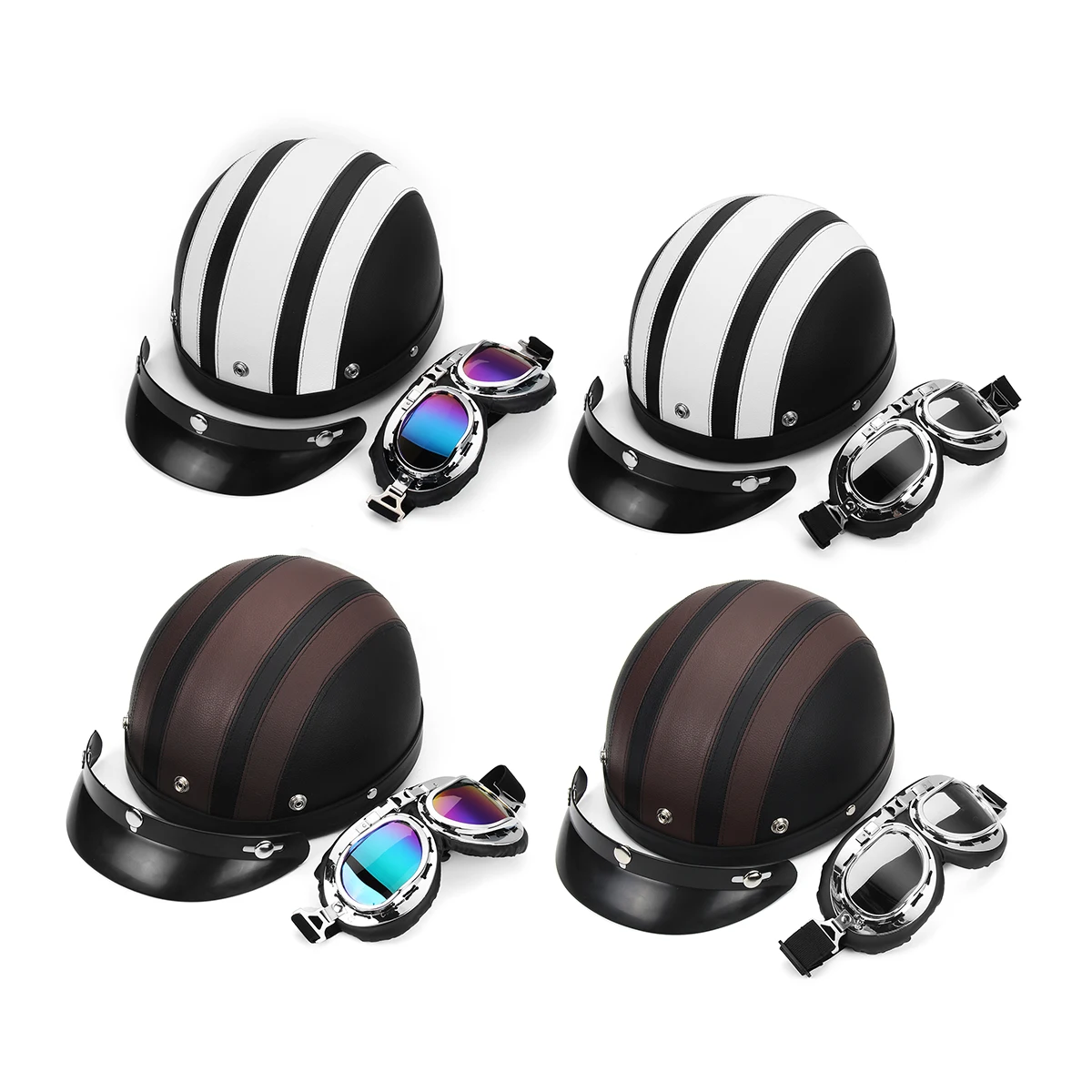 Motorcycle Helmets Electric Bicycle Helmet Open Face Dual Lens Visors Wind Goggles Men Women Scooter Motorbike Moto Bike | Автомобили и