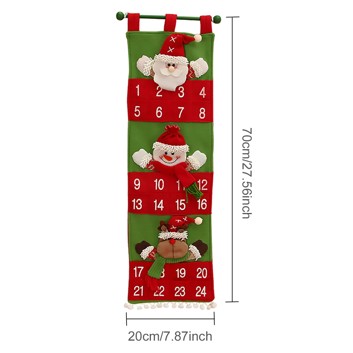 FENGRISE Рождественский календарь с навесом подвесной фетровый обратным отсчетом