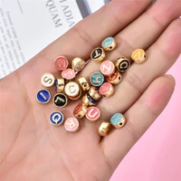 100pcslot 8mm mixed colorful alloy letter round beads for jewelry making diy necklace bracelet handmade crafts