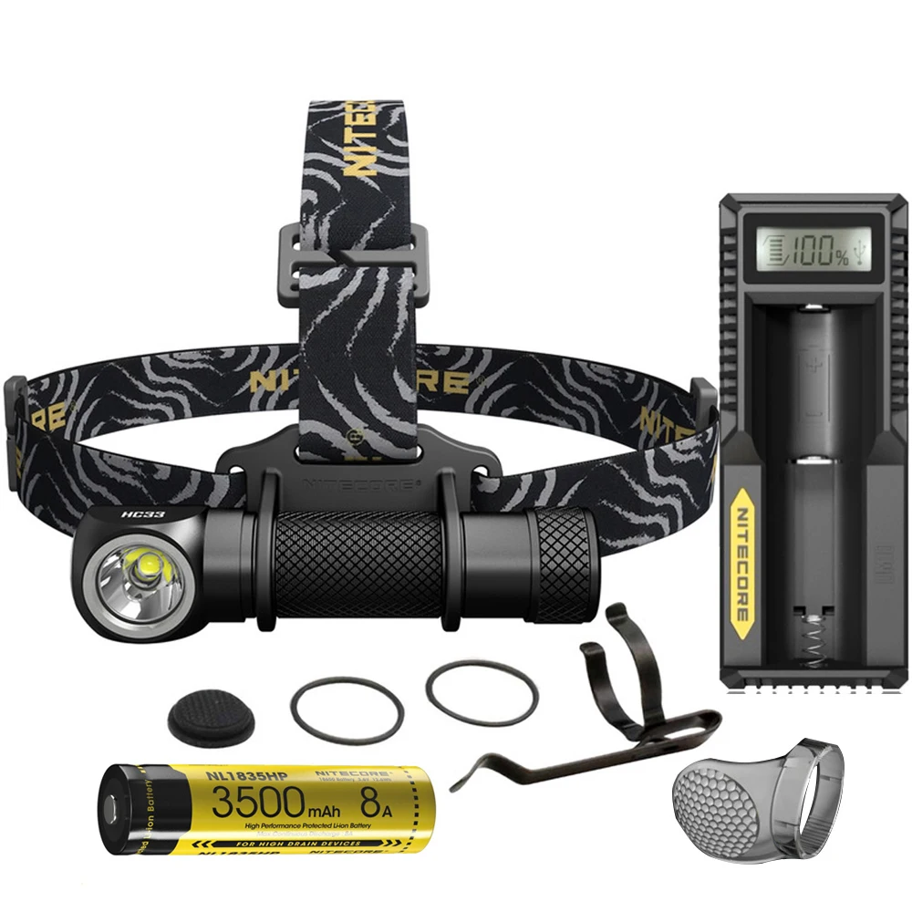 NITECORE HC33 головной светильник CREE XHP35 HD max 1800 люмен LED фара дальность луча 187 напора светильник с 18650 3500 мА/ч, литий ионный аккумулятор