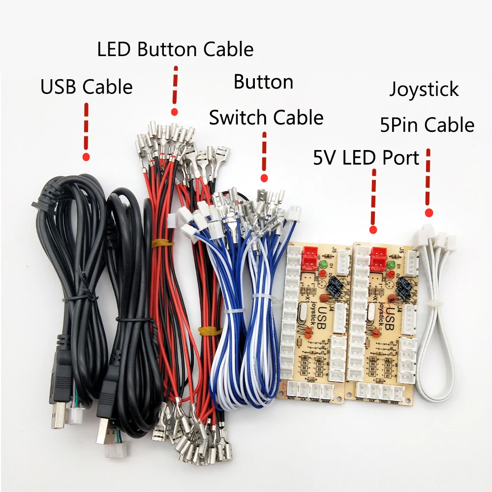 Аркадный Комплект сделай сам с 2 игроками светодиодсветодиодный Серебристые