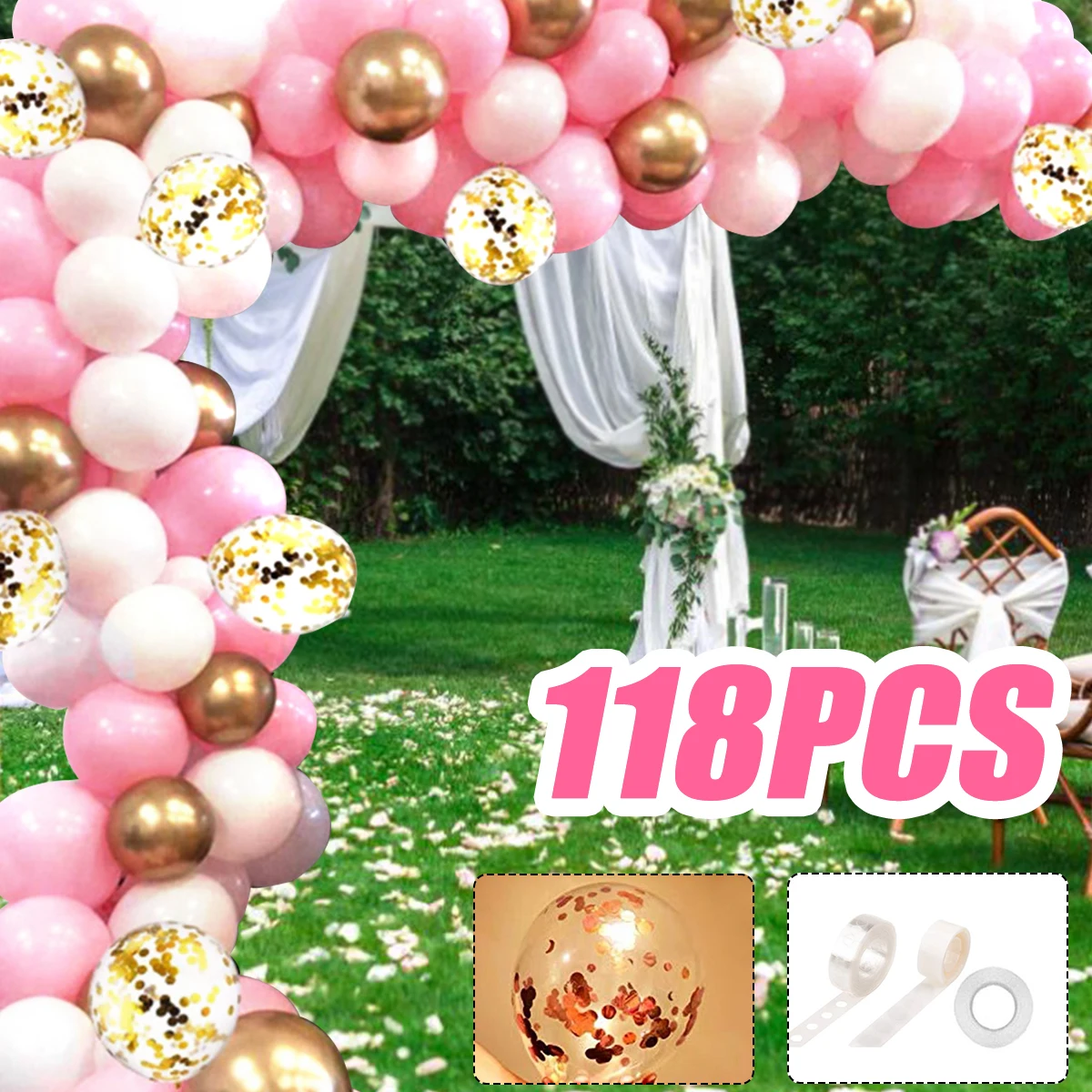 

118 шт. розовый шар гирлянда арочный комплект латексные воздушные шары с воздушным насосом для будущей матери девушка День рождения свадебны...