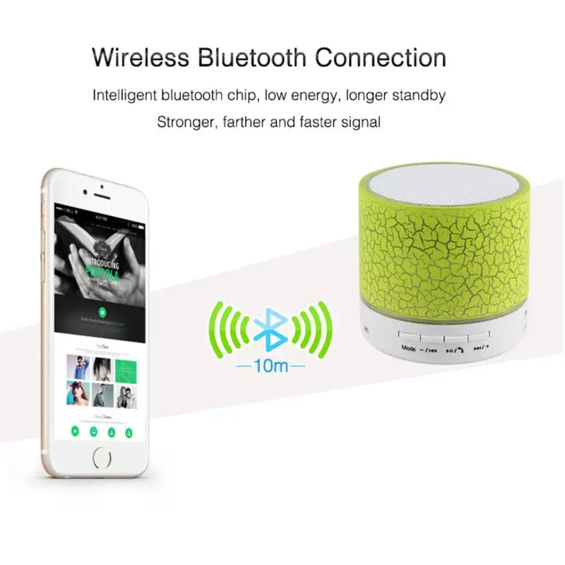Bluetooth-динамик мини-динамик беспроводной громкий с трещинами LED TF-карта USB сабвуфер