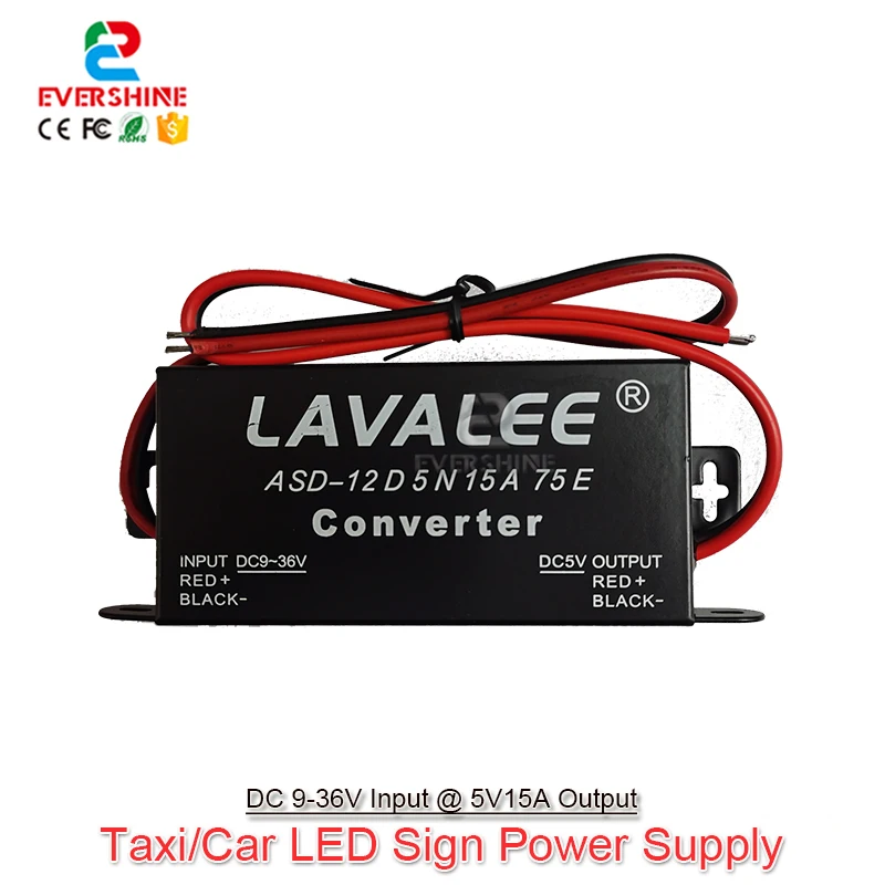 LAVALEE преобразователя 12V/24V постоянного тока до 5V15A 75 Вт на каждый день ультратонком