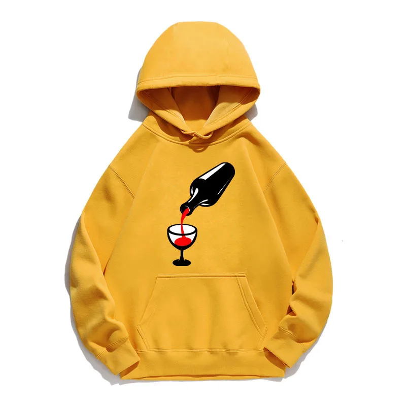 

Women Hoodie Wine Printed Hoodies Women Fleece Long Sleeve Loose Sweatshirt with Hat Girls Pullovers Winter
