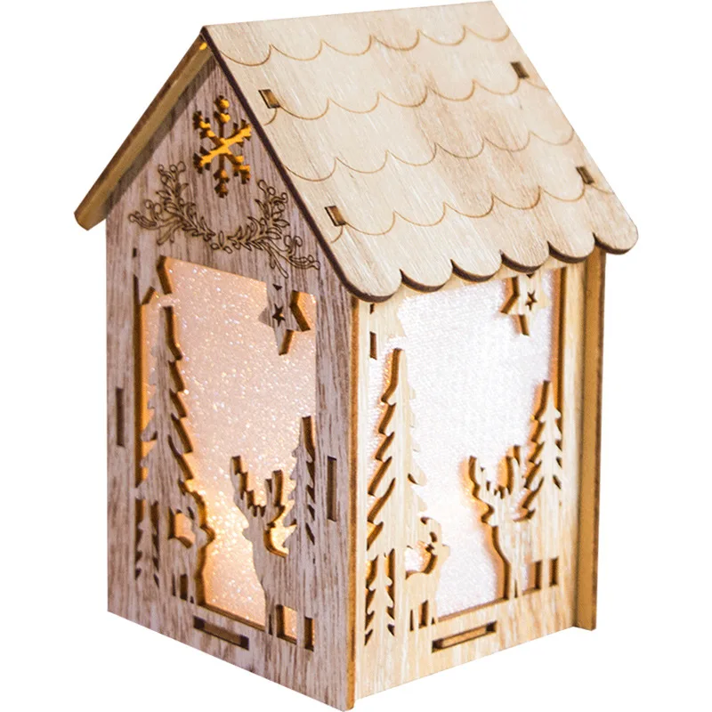 Праздничный светодиодный светильник деревянный домик украшения для
