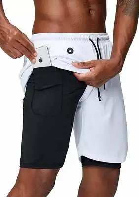 Mannen 2 в 1 шорты для бега занятий фитнесом Snel Droog Strand Korte Broek Mannelijke Zomer Спортивная