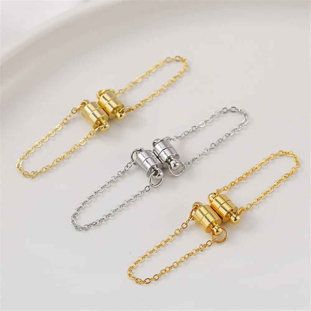 

14K gold magnetic magnet buckle handmade diy bracelet necklace end link buckle magnetic buckle jewelry material accessories