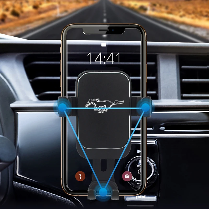 car mobile phone holder for ford mustang gt shelby gt500 accessories emblem air outlet clip 360 gps stand gravity bracket free global shipping